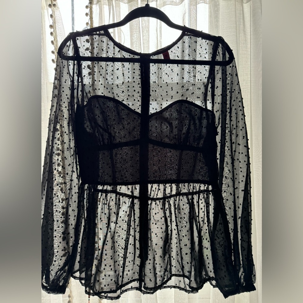 Chelsea & Violet black sheer babydoll top - sz XL